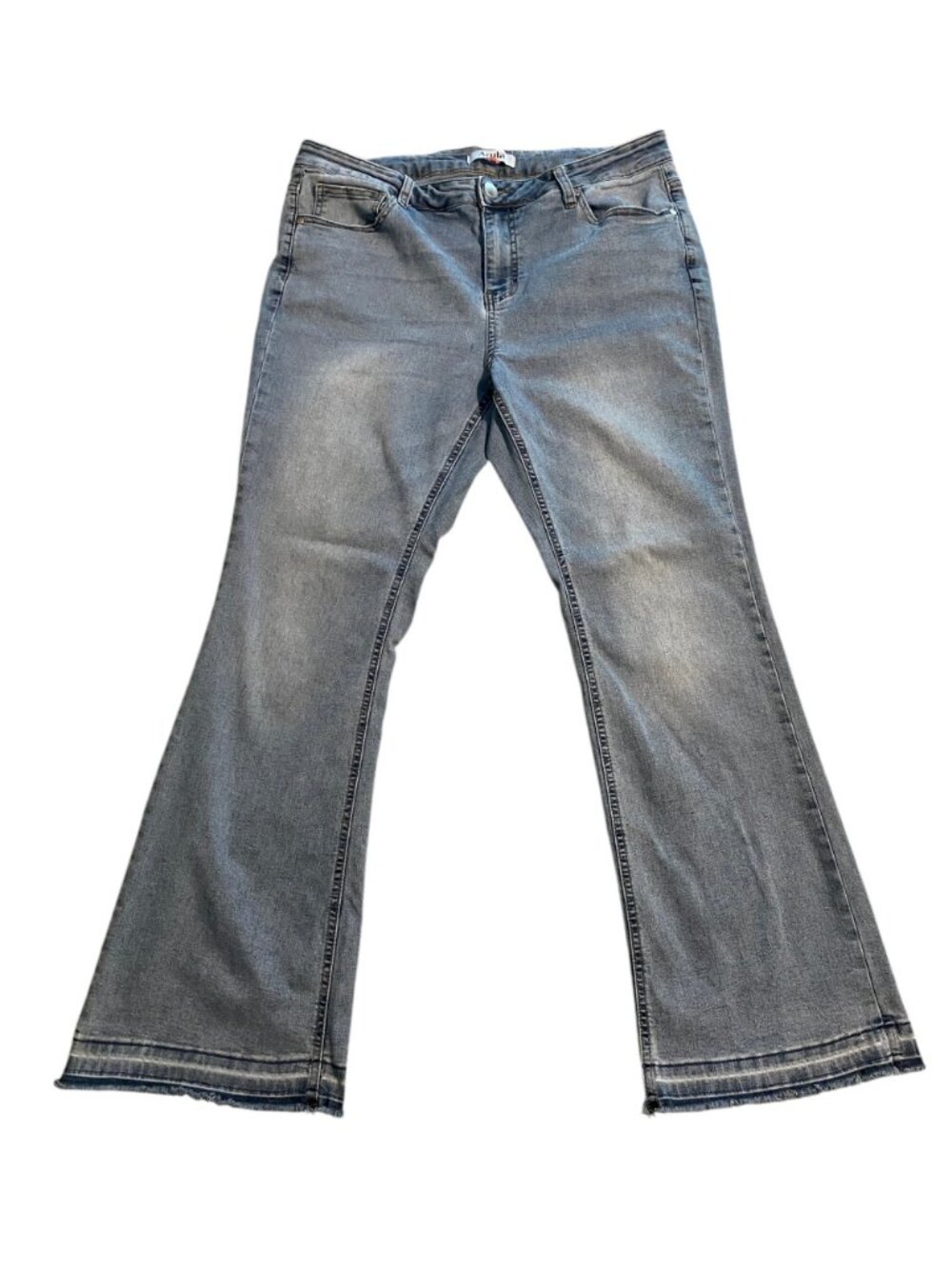 ARULA - Light Wash Flare Jeans Raw Hem Stretch Denim - Size 16